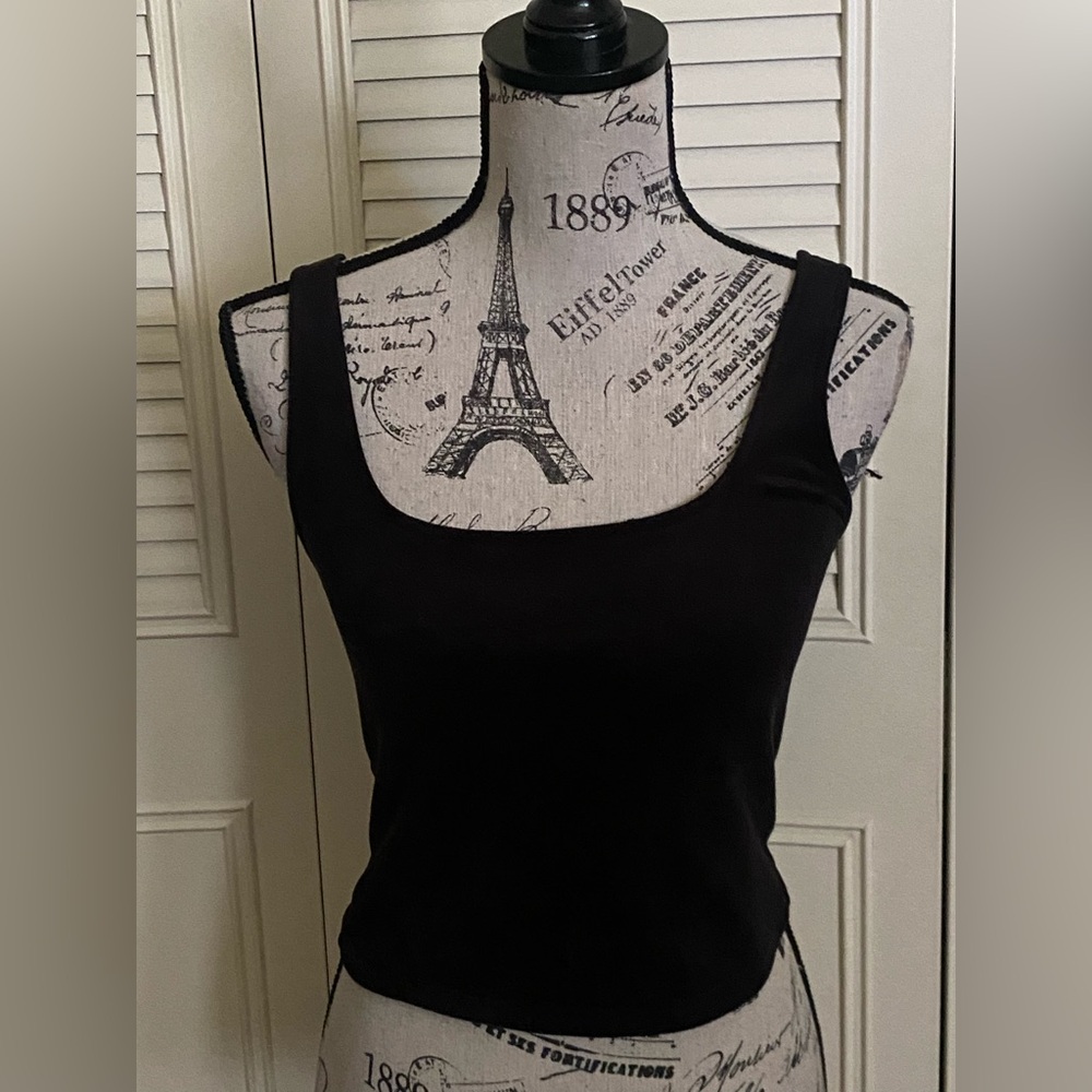 Express velour body contour crop square neck tank top